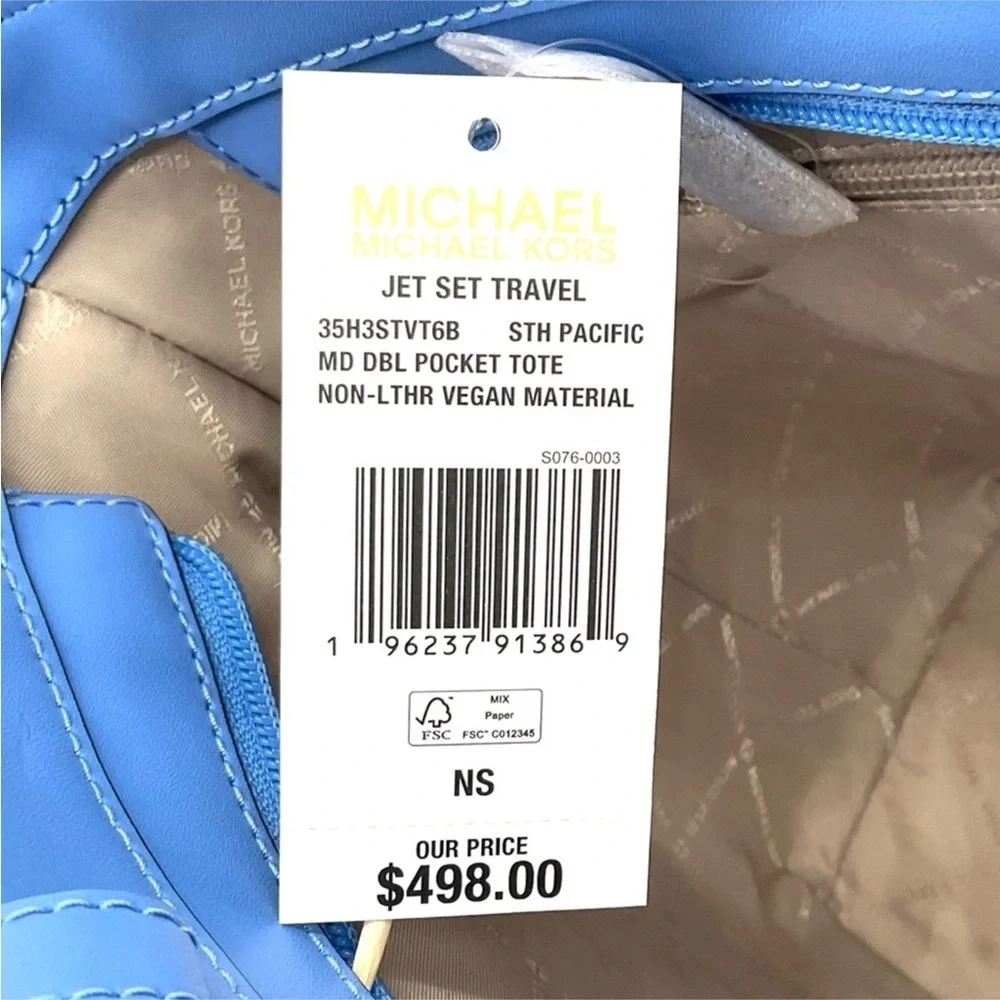 Michael Kors Jet Set Medium Pocket Tote Bag South Pacific Blue